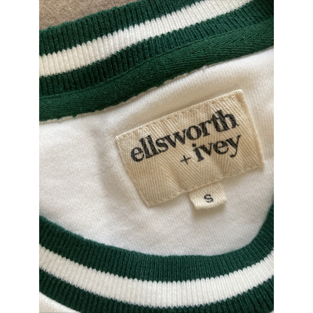 Ellsworth & Ivey Elle Tennis Sweatshirt Women's Sz S White Green Cotton Preppy - Picture 8 of 9